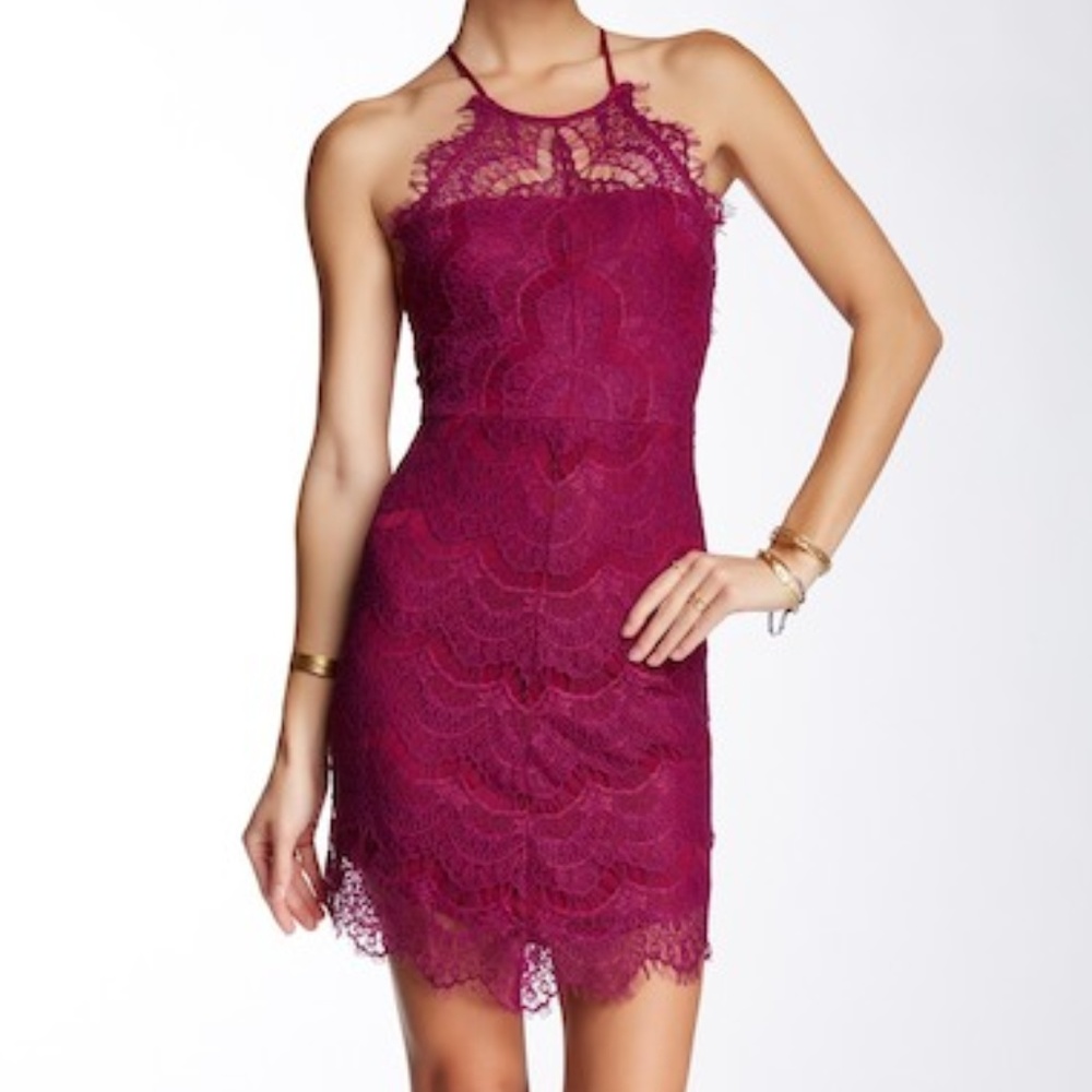 Free People She's Got It Mini Dress Raspberry SZ S